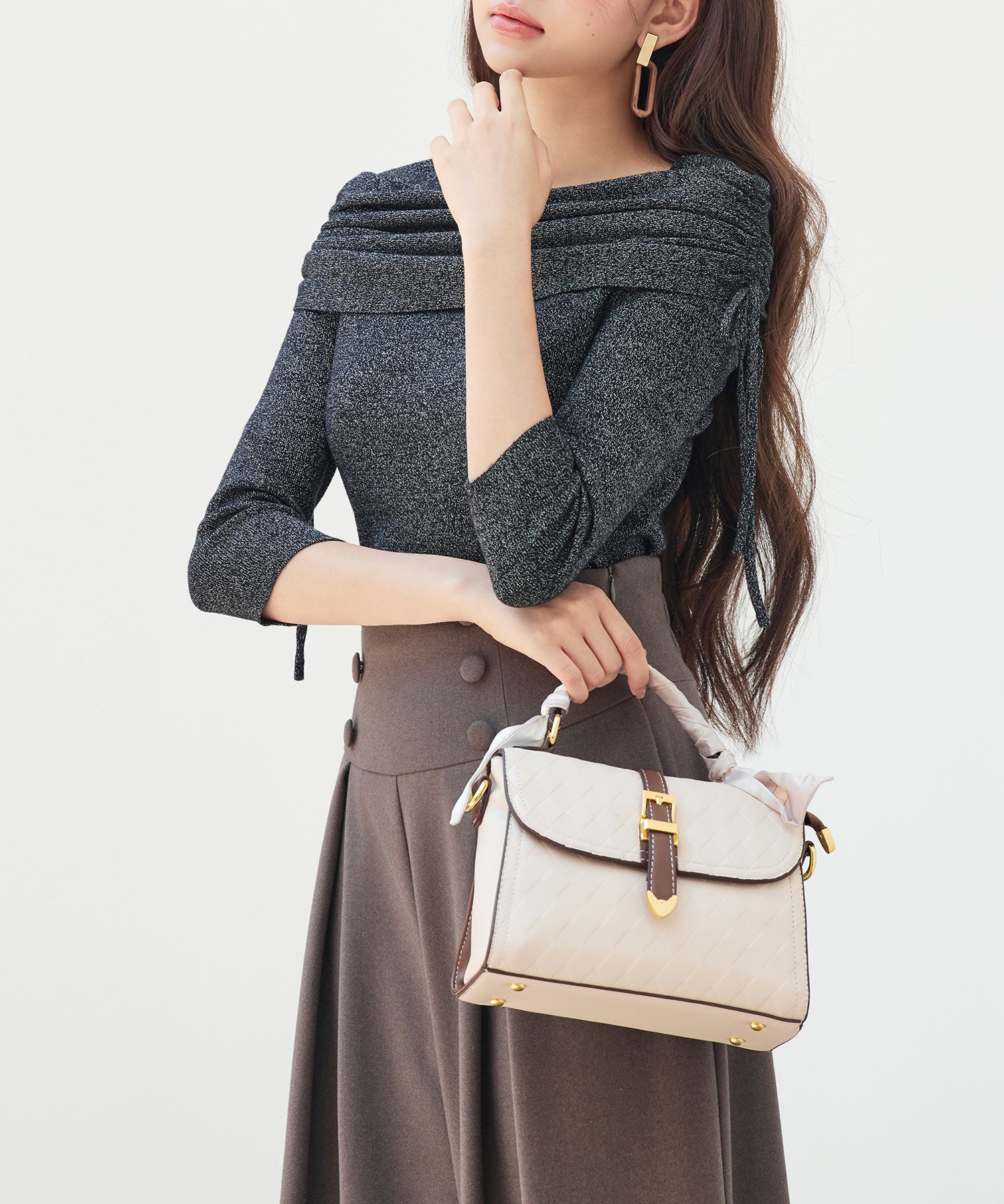 オフショルダーニットトップスsdp8084 ブラック