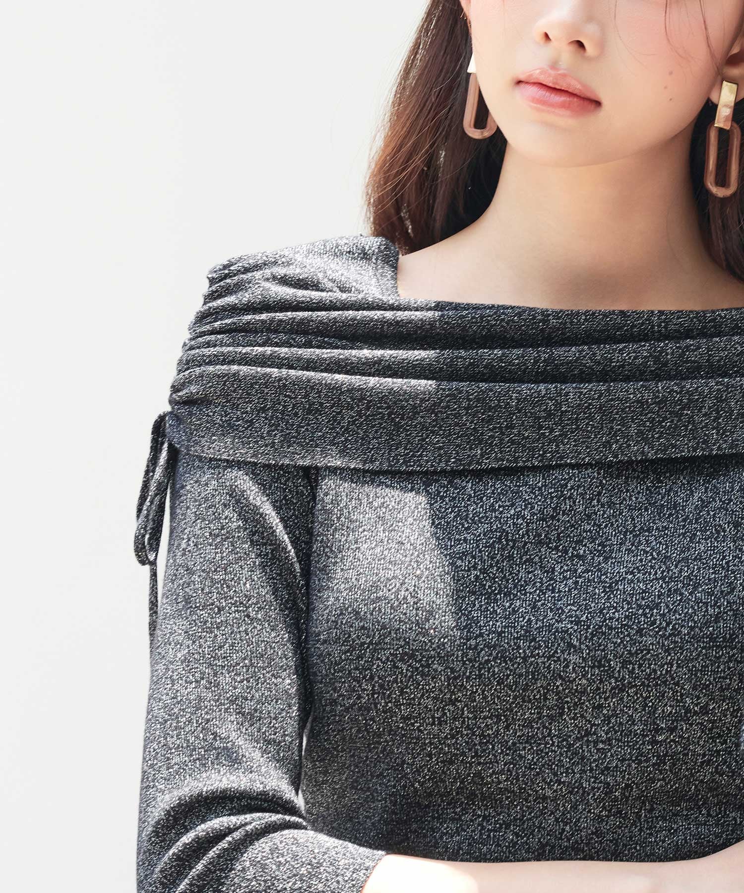 オフショルダーニットトップスsdp8084 ブラック