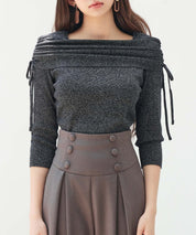 オフショルダーニットトップスsdp8084 ブラック