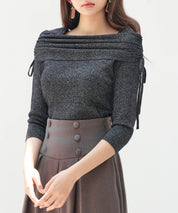 オフショルダーニットトップスsdp8084 ブラック