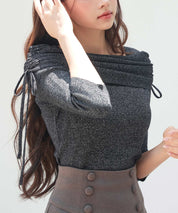 オフショルダーニットトップスsdp8084 ブラック