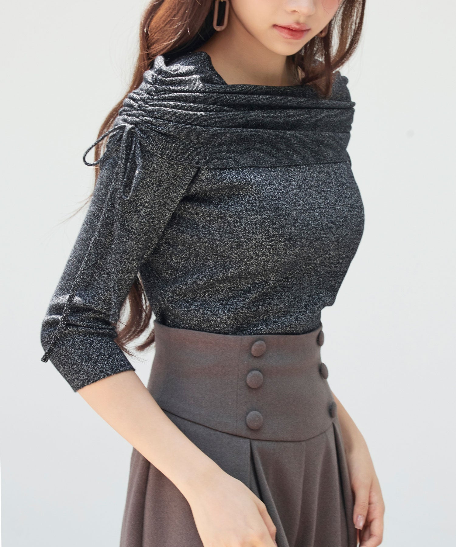 オフショルダーニットトップスsdp8084 ブラック