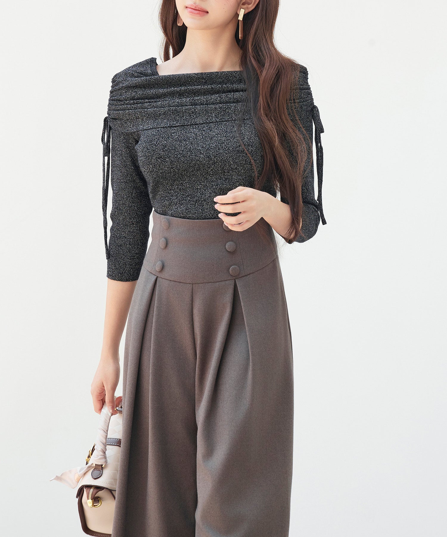 オフショルダーニットトップスsdp8084 ブラック