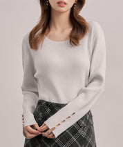 ジュエルネックラメ入り長袖ニットトップスsdp8087-103-38