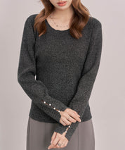 ジュエルネックラメ入り長袖ニットトップスsdp8087-103-8