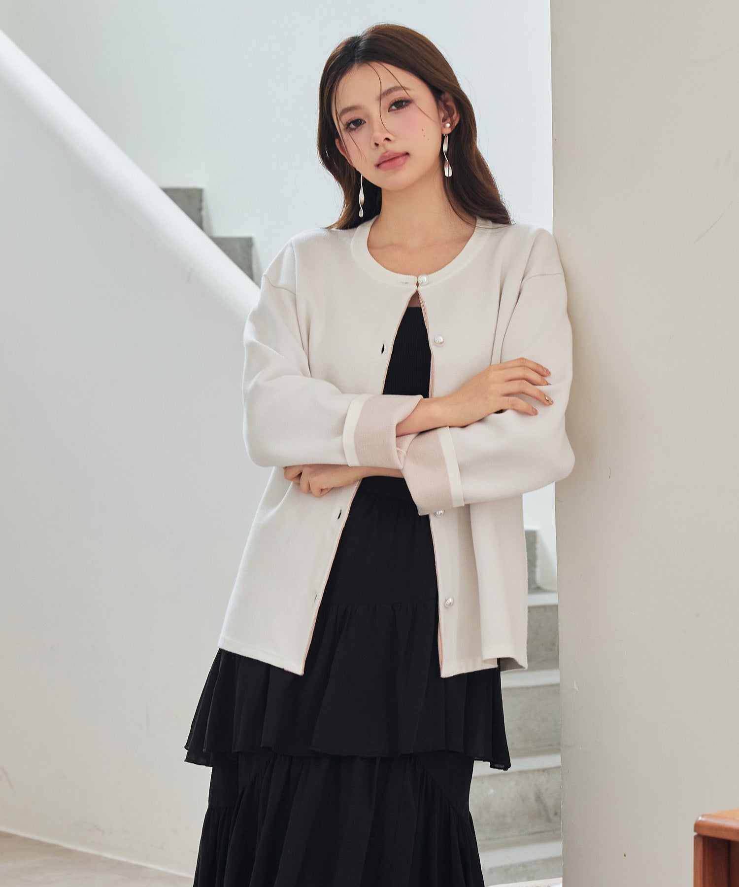 表裏配色ジャカード編みカーディガン
sdp8101 アイボリー