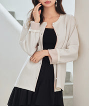 表裏配色ジャカード編みカーディガン
sdp8101 アイボリー