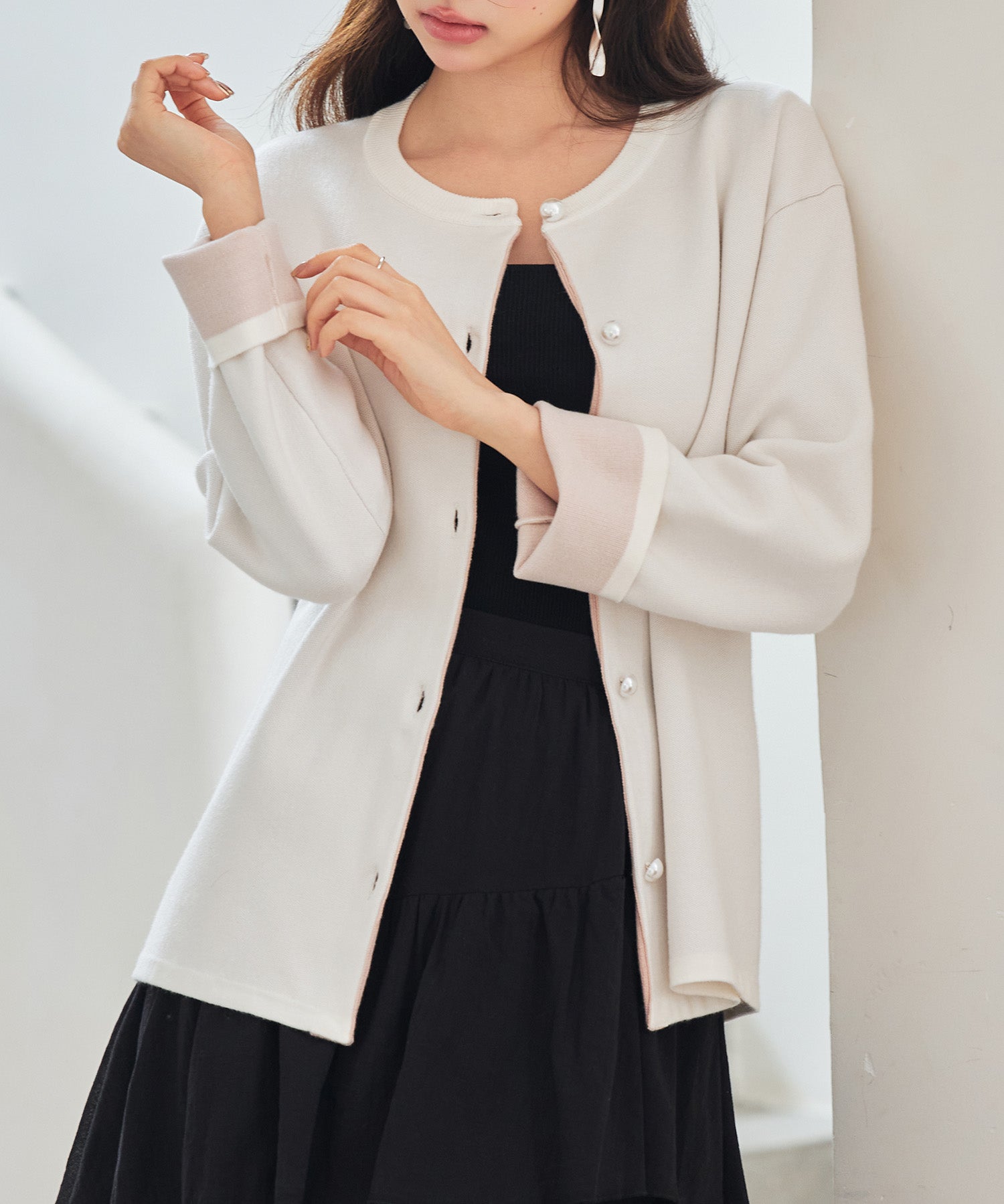 表裏配色ジャカード編みカーディガン
sdp8101 アイボリー