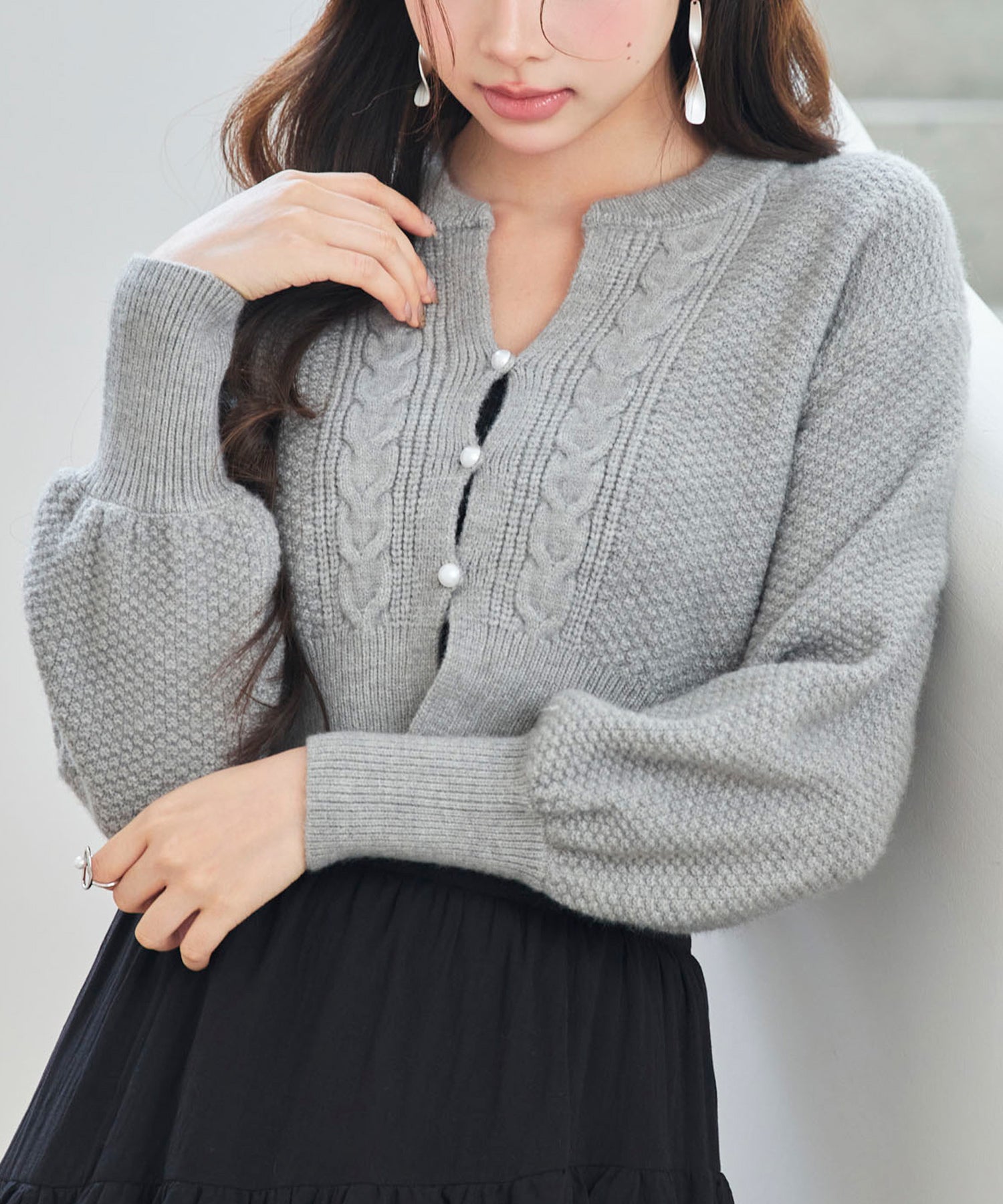 バルキー・ニットショート丈カーディガン sdp8108 グレー – [公式