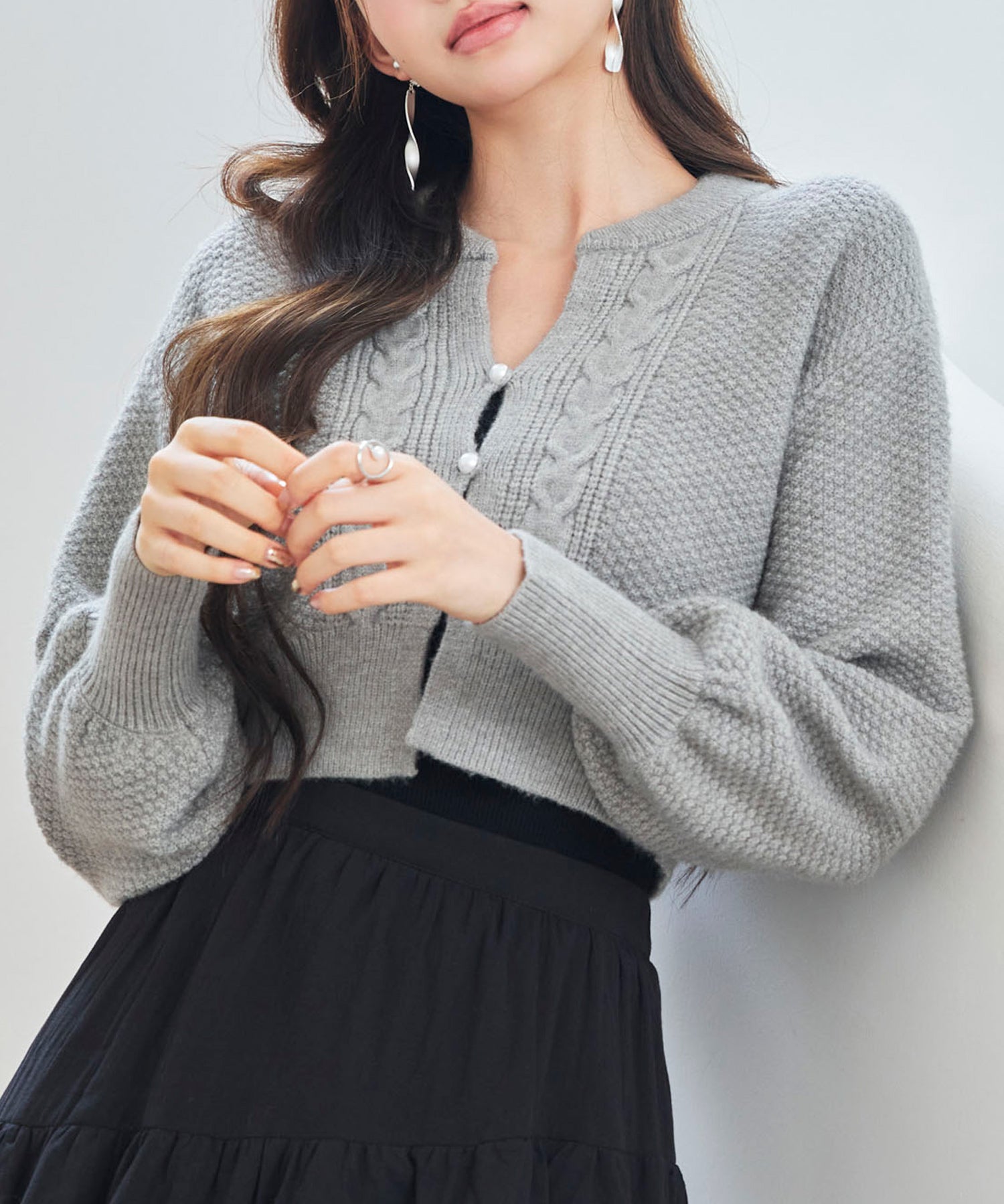 バルキー・ニットショート丈カーディガン
sdp8108 グレー