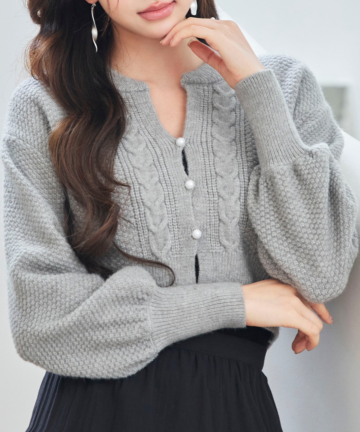 バルキー・ニットショート丈カーディガン
sdp8108 グレー