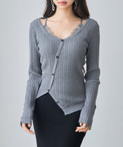 ランダムテレコ編み2枚風ニットトッブスsdp8112-103-18