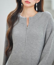 前後リバーシブル畦編みリブニットワンピースsdp8115 グレー
