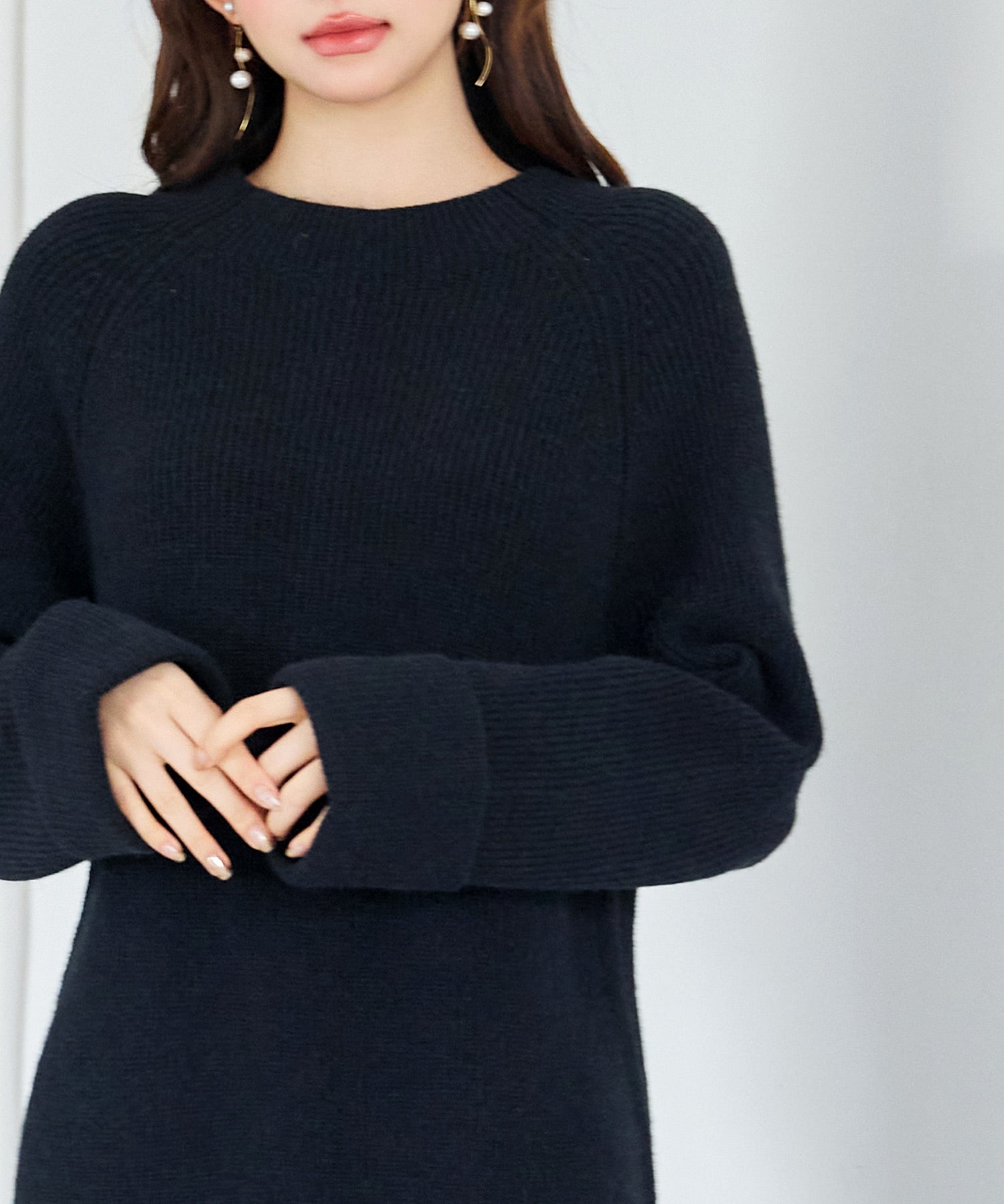 前後リバーシブル畦編みリブニットワンピースsdp8115 ブラック