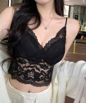 固定カップ総レースキャミソールsdpal015 ブラック