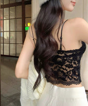 固定カップ総レースキャミソールsdpal015 ブラック