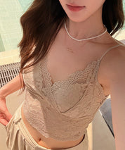 固定カップ総レースキャミソールsdpal015 モカ