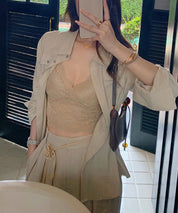 固定カップ総レースキャミソールsdpal015 モカ