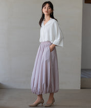 裏地付きふんわりバルーンスカートsdpal0503 ラベンダー