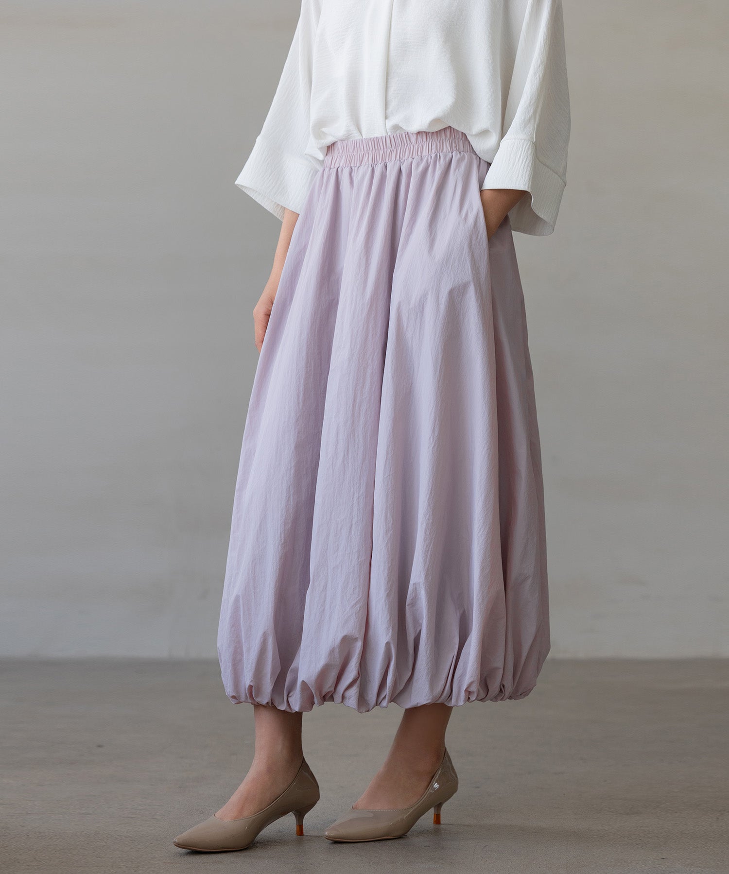 裏地付きふんわりバルーンスカートsdpal0503 ラベンダー