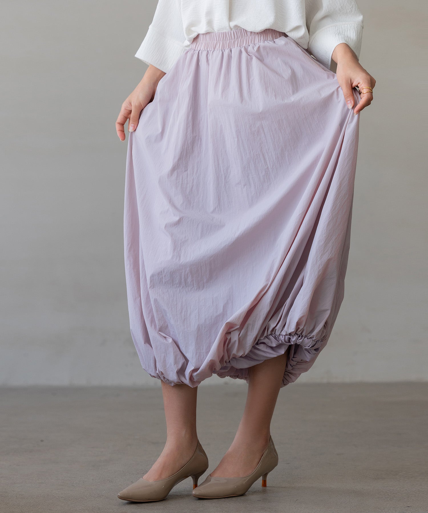 裏地付きふんわりバルーンスカートsdpal0503 ラベンダー
