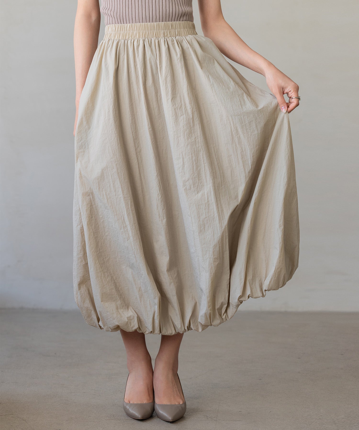裏地付きふんわりバルーンスカートsdpal0503 ベージュ