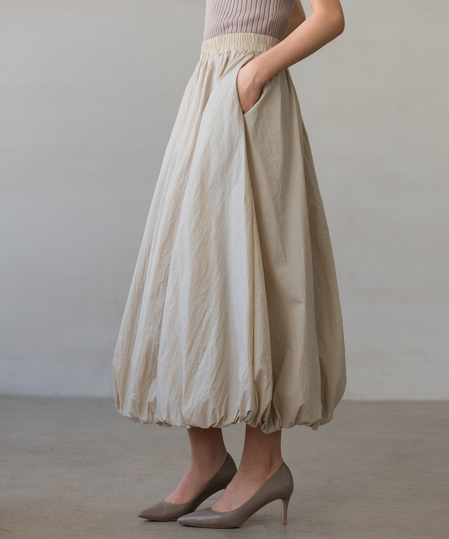 裏地付きふんわりバルーンスカートsdpal0503 ベージュ