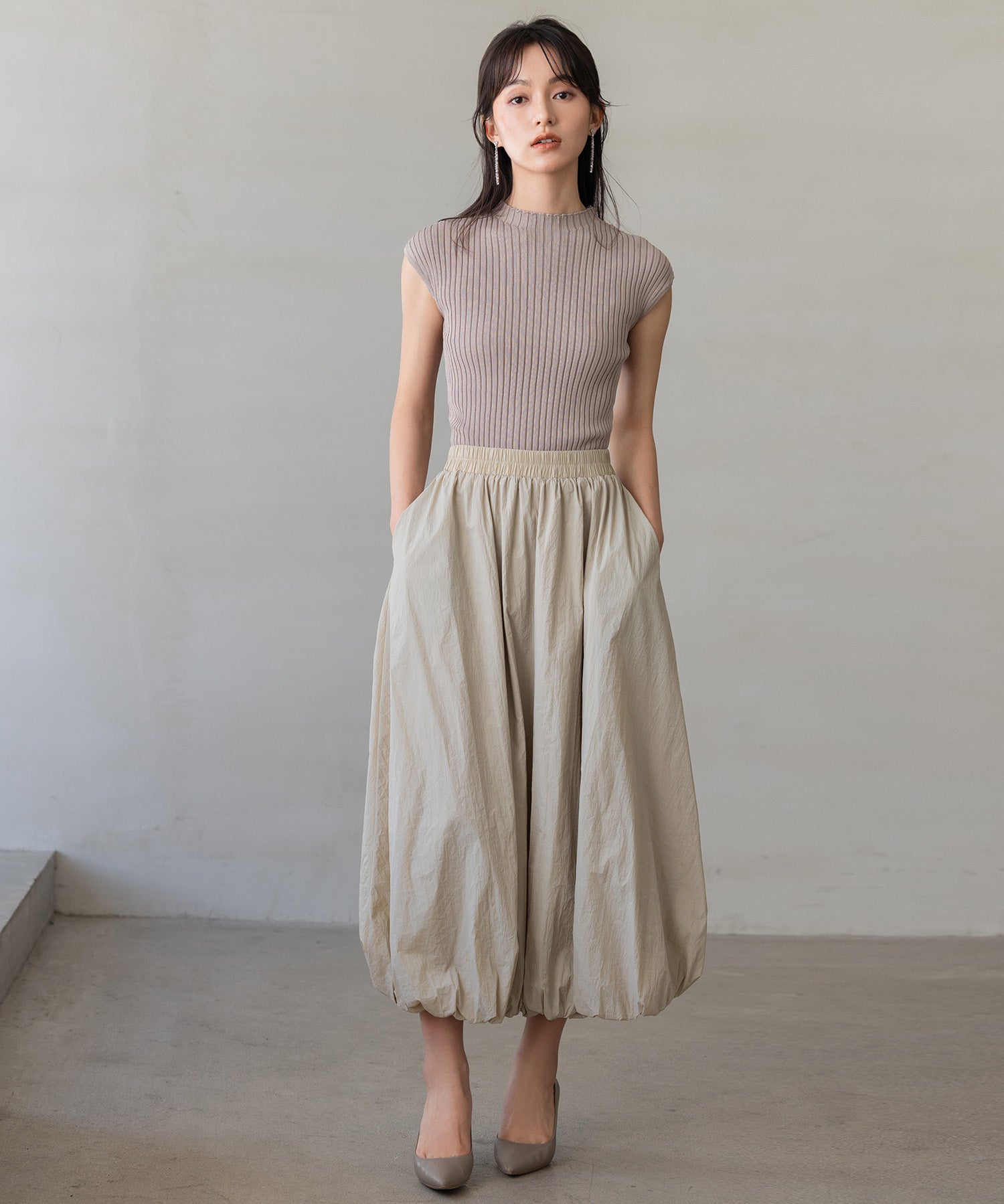 裏地付きふんわりバルーンスカートsdpal0503 ベージュ