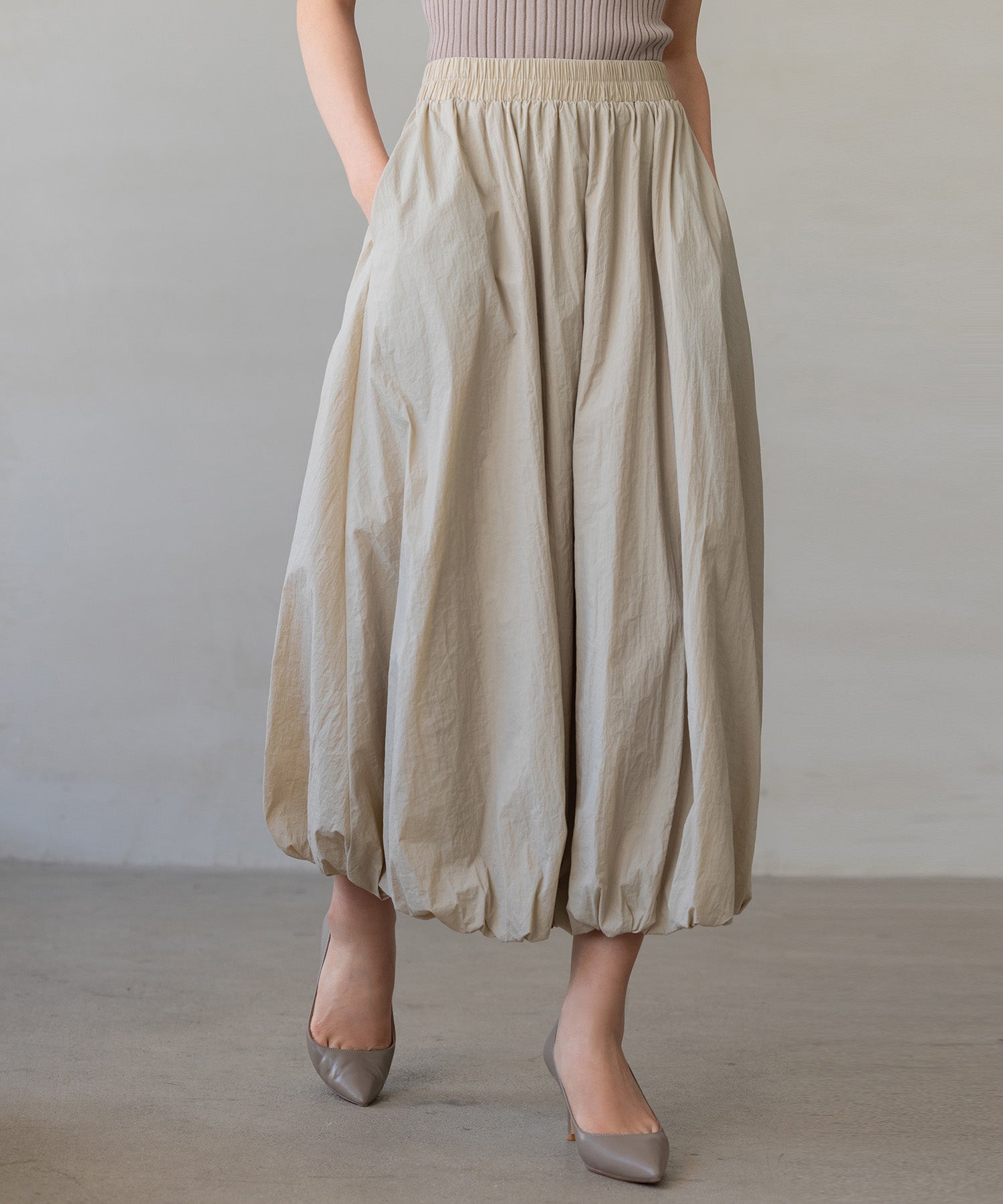 裏地付きふんわりバルーンスカートsdpal0503 ベージュ