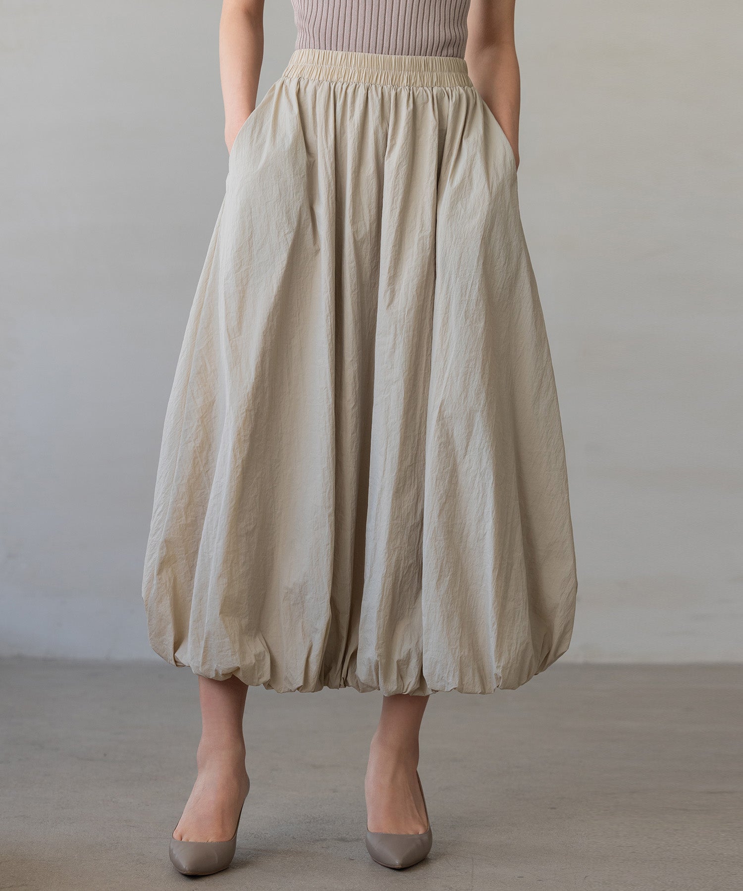 裏地付きふんわりバルーンスカートsdpal0503 ベージュ