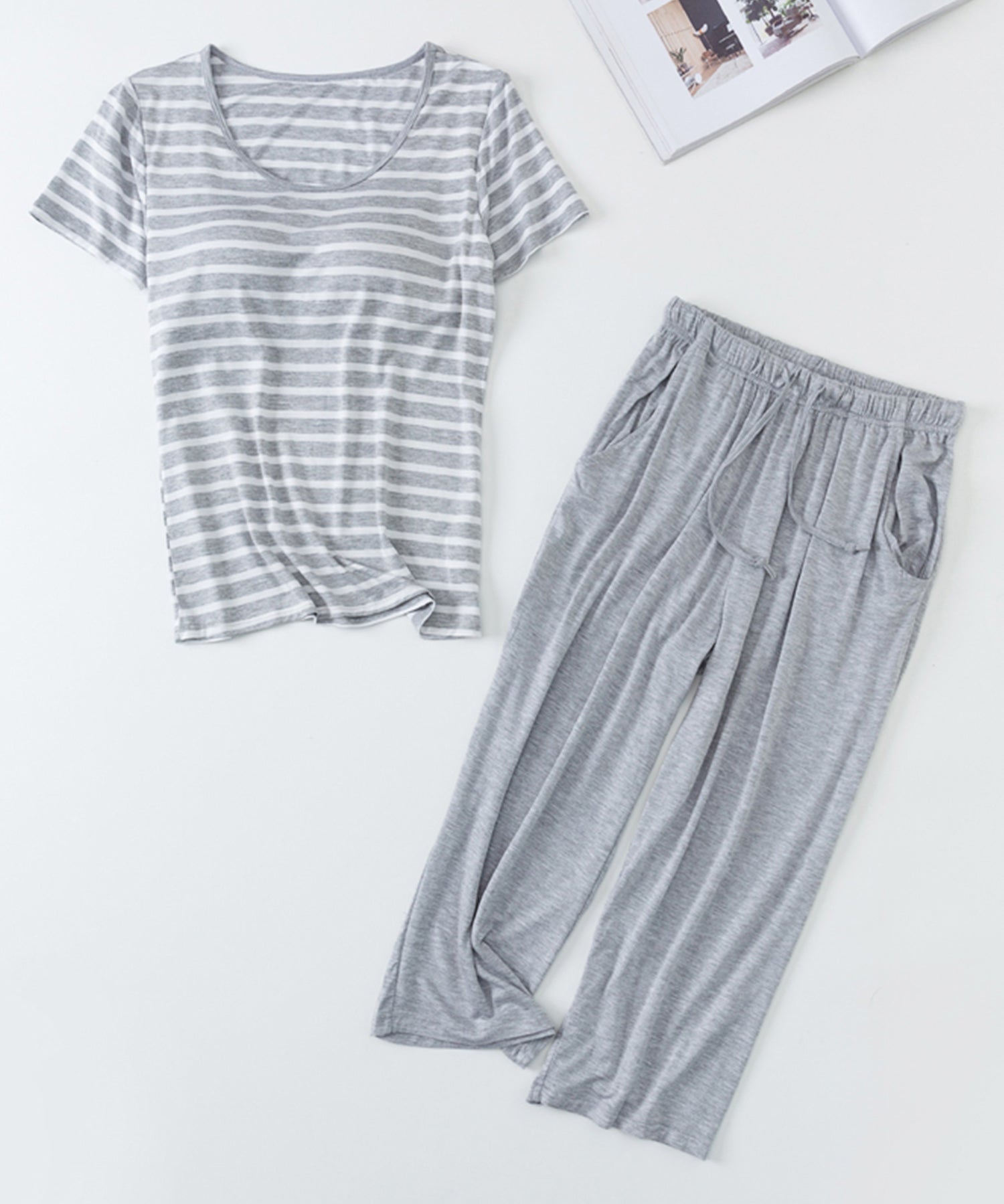 ボーダーTシャツと七分丈パンツのセットパジャマsdpal0513-103-18