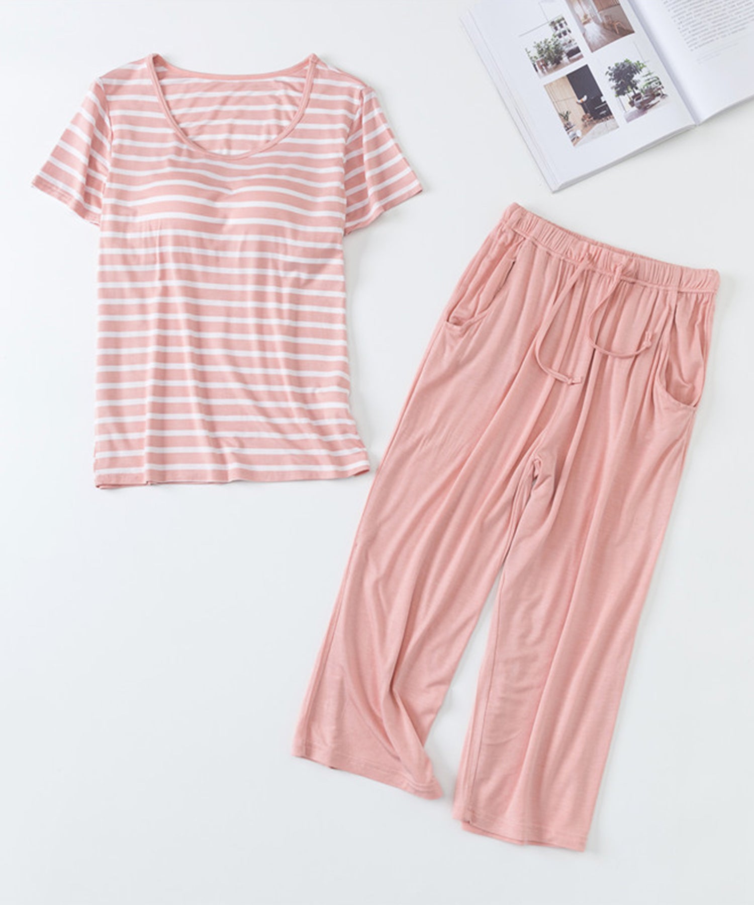 ボーダーTシャツと七分丈パンツのセットパジャマsdpal0513-103-26