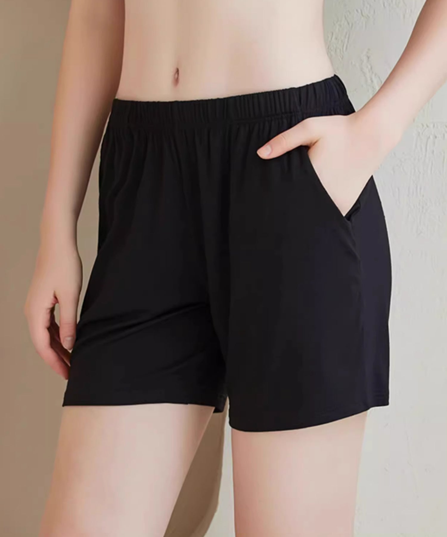 半袖トップスとショートパンツのセットパジャマsdpal0514 ブラック