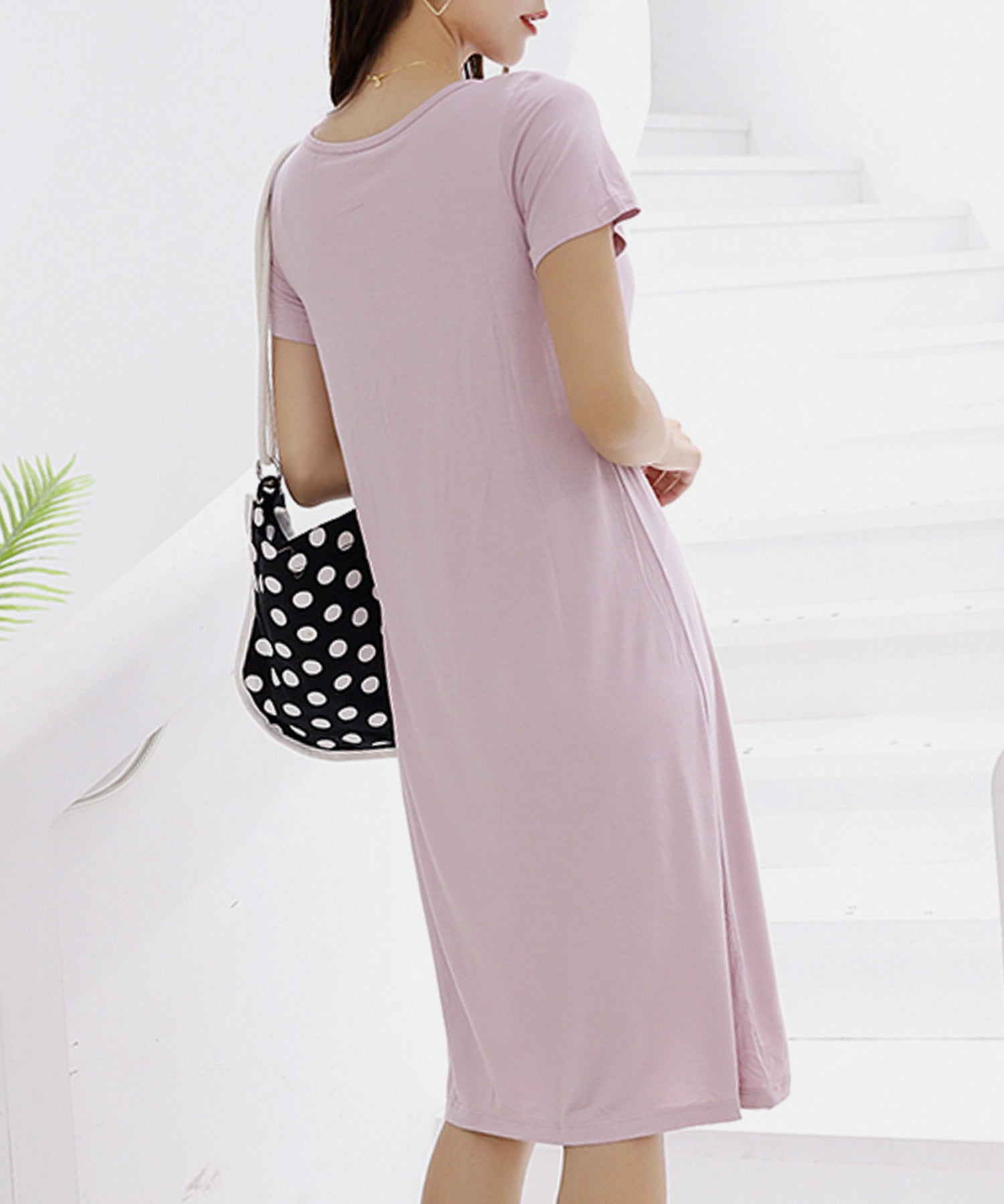 カップ付き楽ちんワンピースパジャマsdpal0515 ピンク