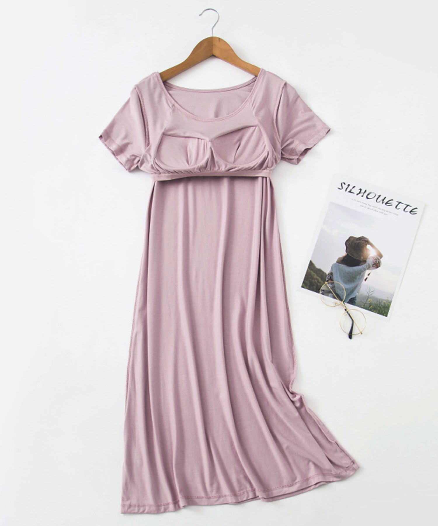 カップ付き楽ちんワンピースパジャマsdpal0515 ピンク