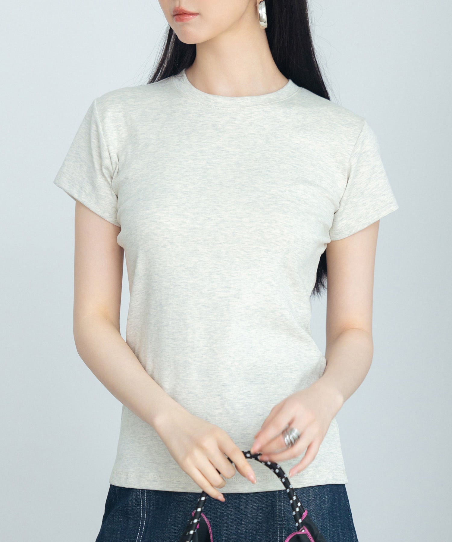 綿混クルーネックTシャツsdpal1080 ライトグレー