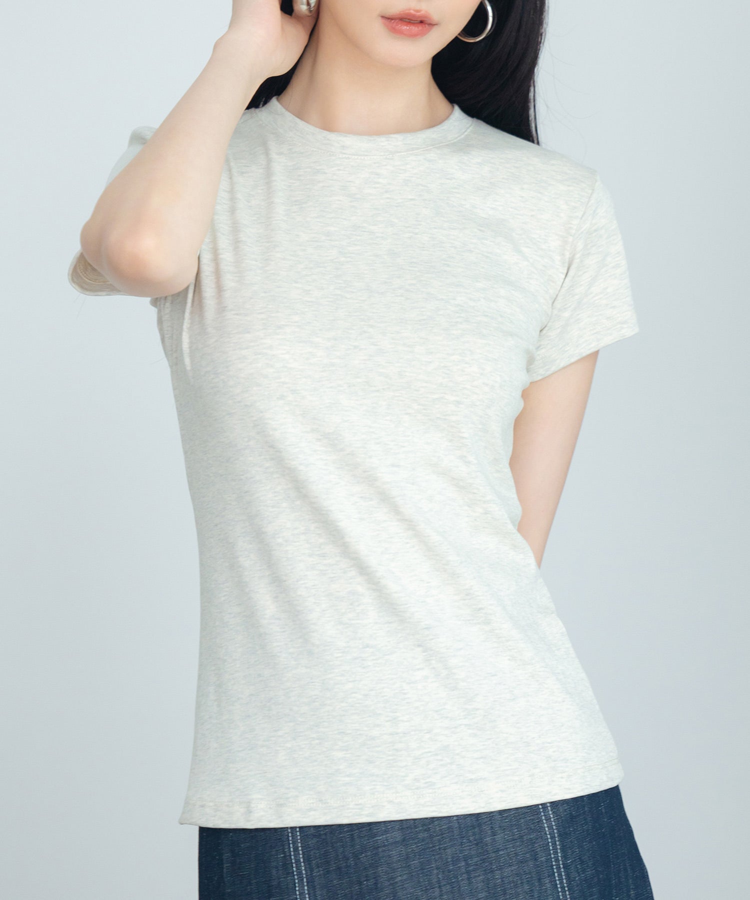 綿混クルーネックTシャツsdpal1080 ライトグレー