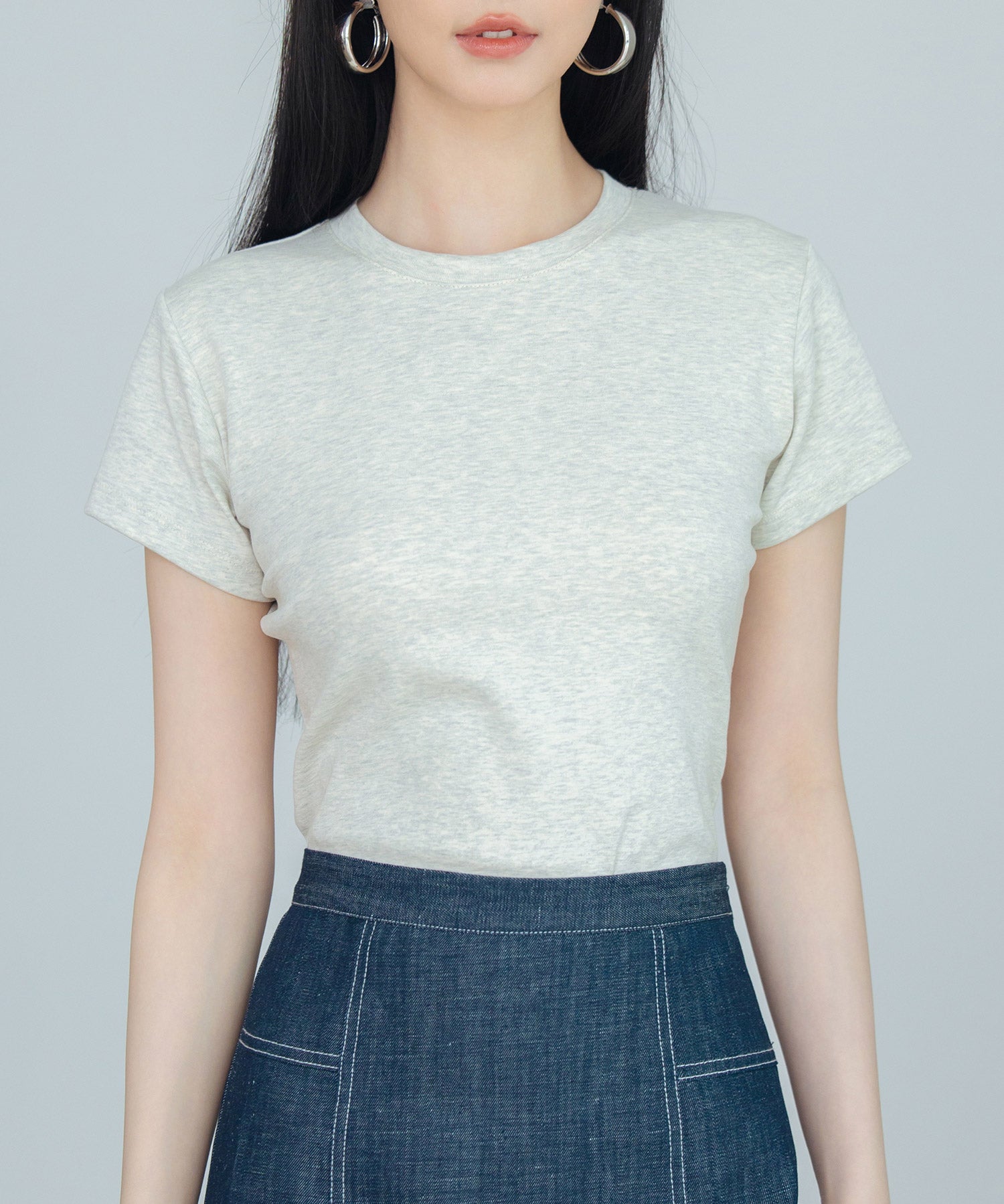 綿混クルーネックTシャツsdpal1080 ライトグレー