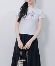 立体感リボンプリントTシャツsdpal1122 ホワイト