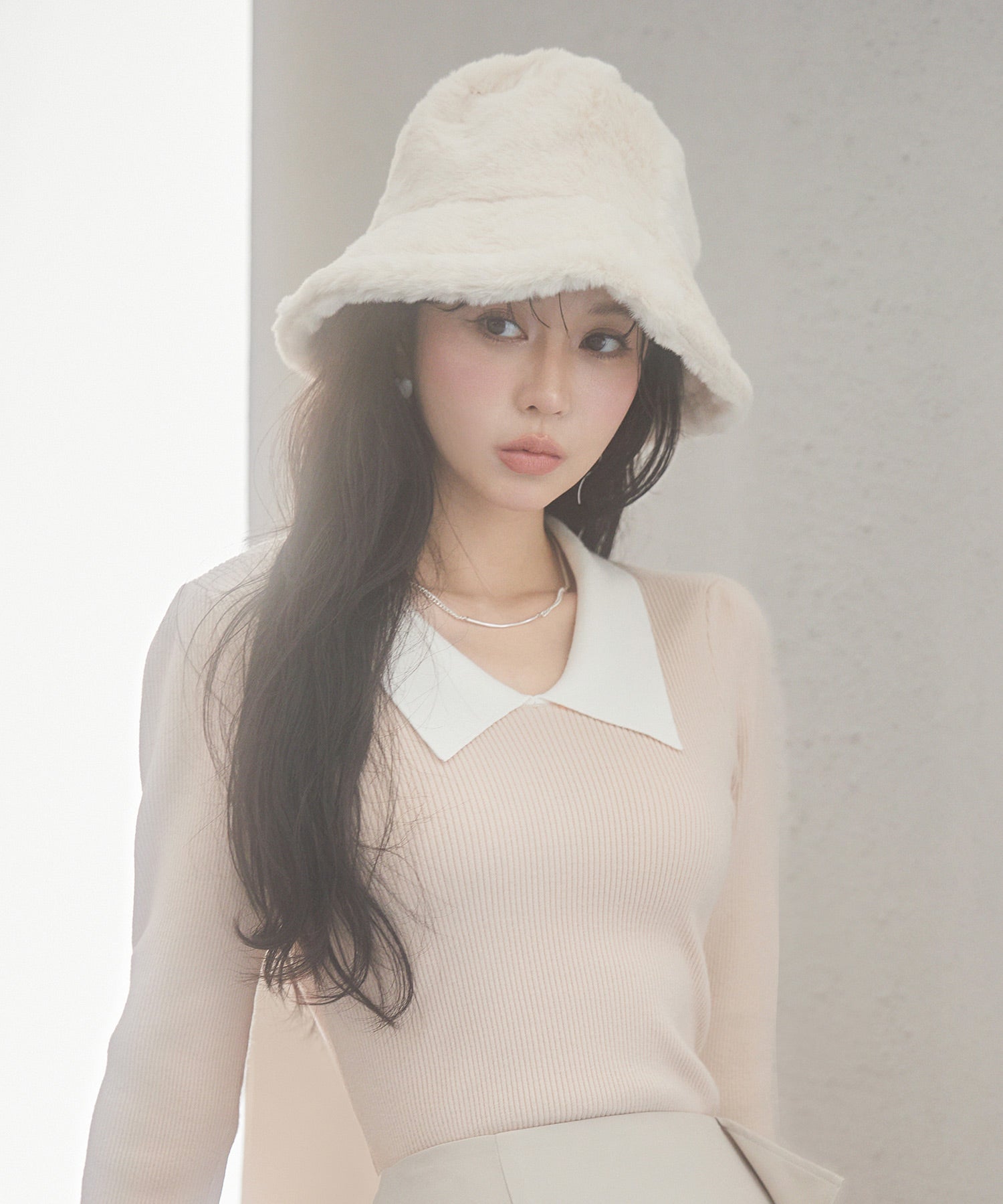 ふわふわフェイクファーバケットハットsdpal1316 アイボリー