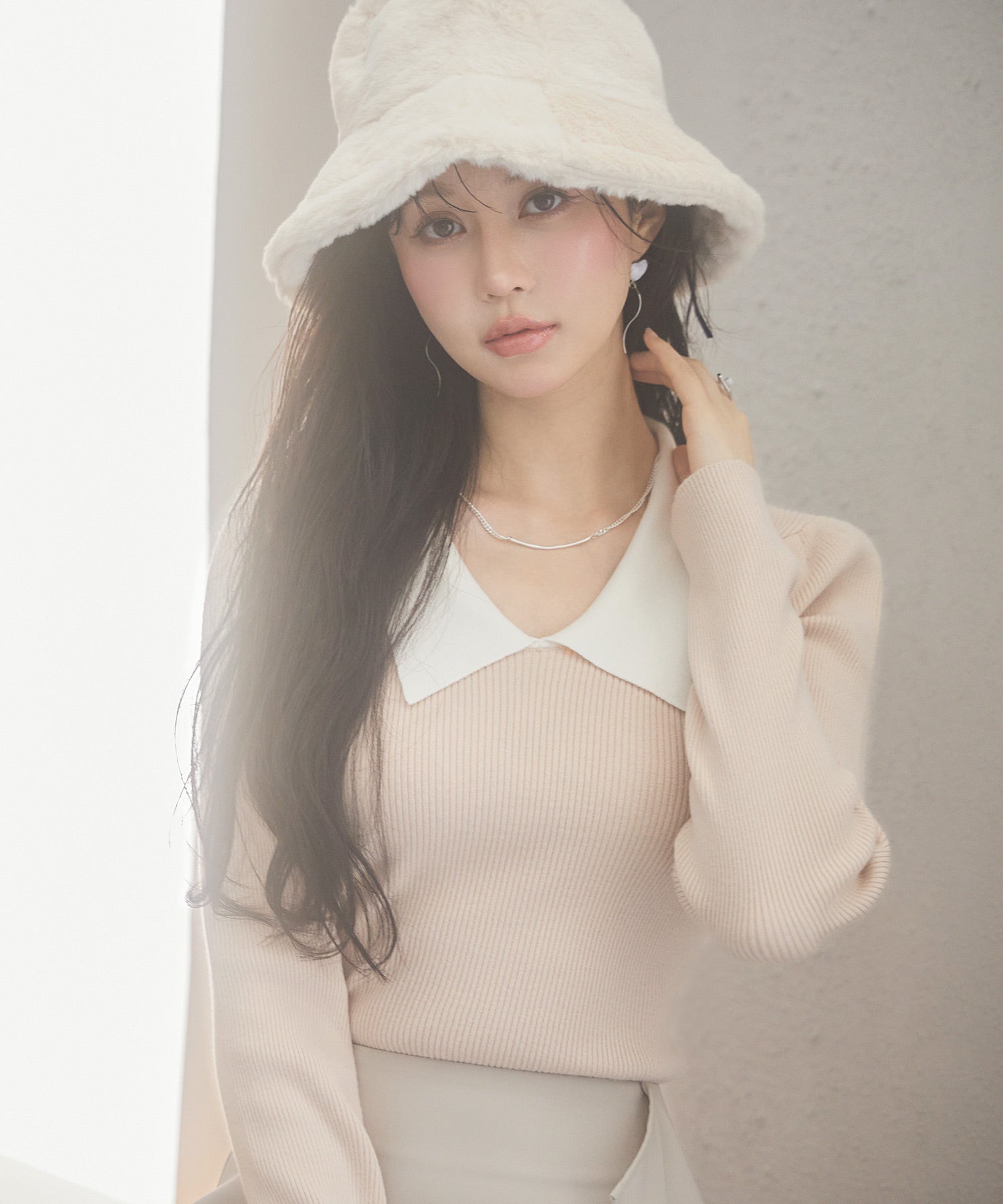 ふわふわフェイクファーバケットハットsdpal1316 アイボリー