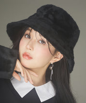 ふわふわフェイクファーバケットハットsdpal1316 ブラック