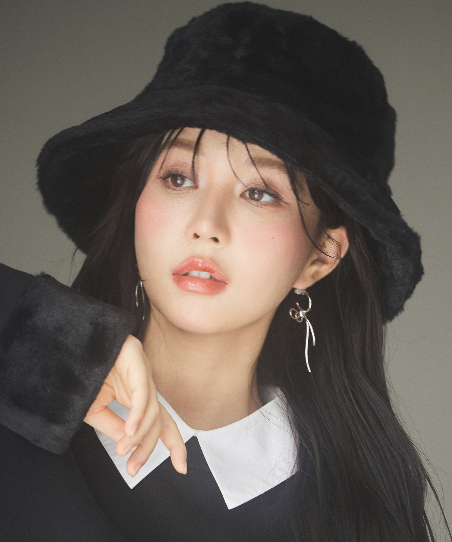 ふわふわフェイクファーバケットハットsdpal1316 ブラック