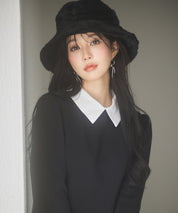 ふわふわフェイクファーバケットハットsdpal1316 ブラック