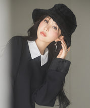 ふわふわフェイクファーバケットハットsdpal1316 ブラック