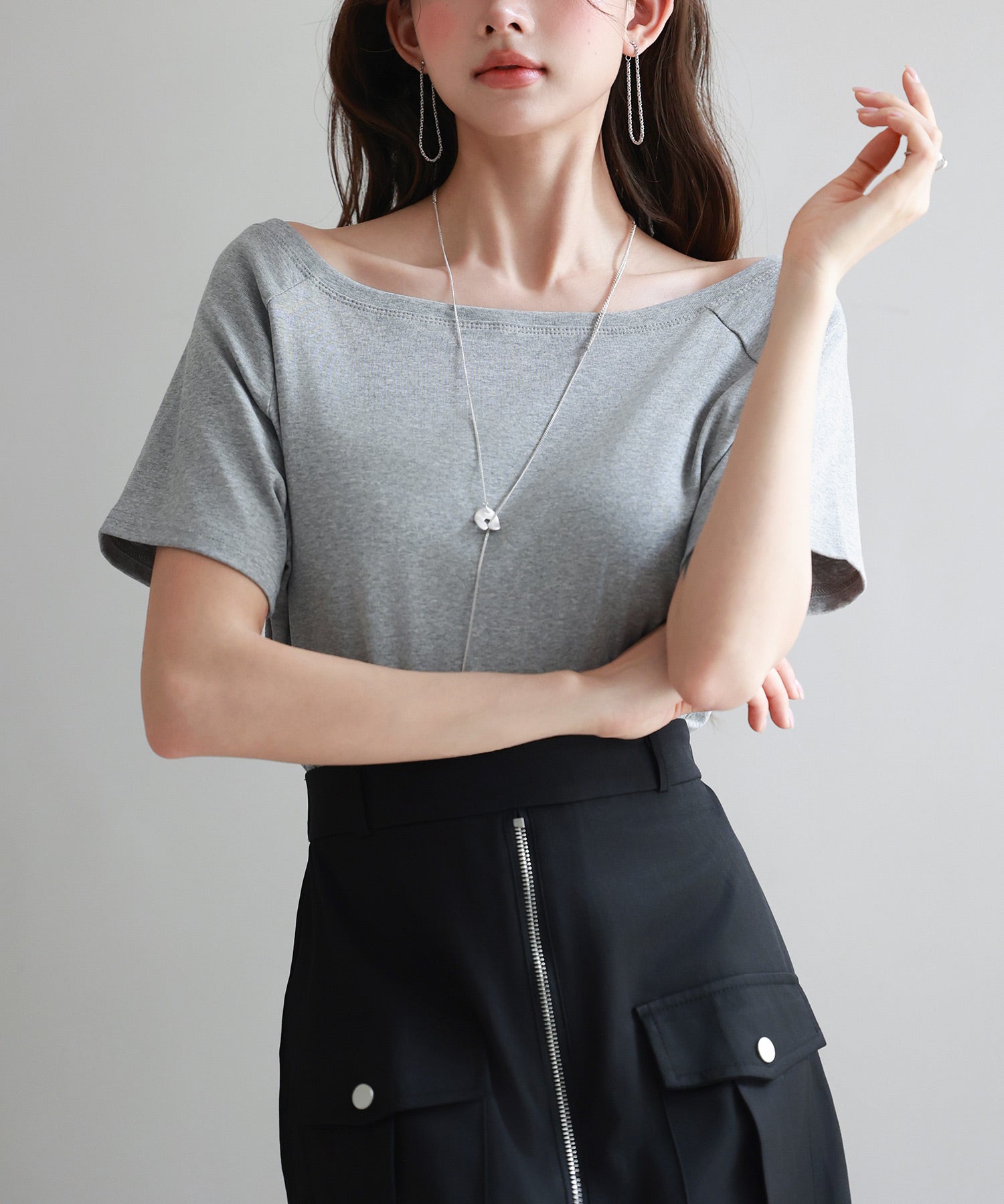 2wayラグランスリーブTシャツsdpal1577 グレー