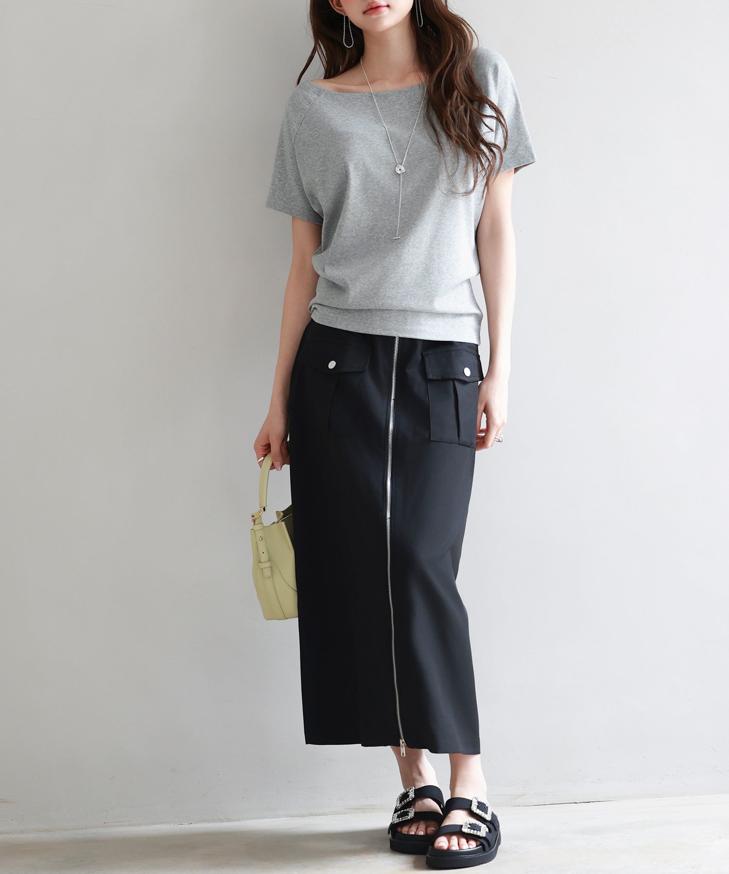 2wayラグランスリーブTシャツsdpal1577 グレー