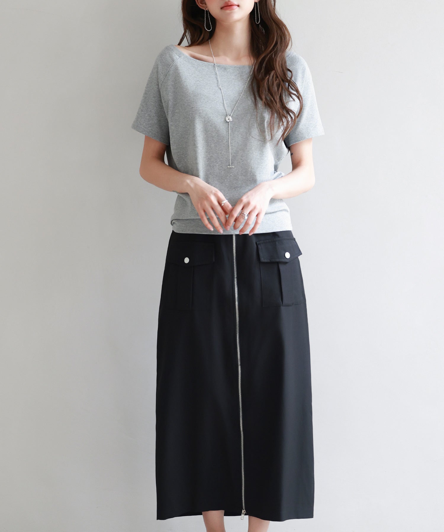 2wayラグランスリーブTシャツsdpal1577 グレー