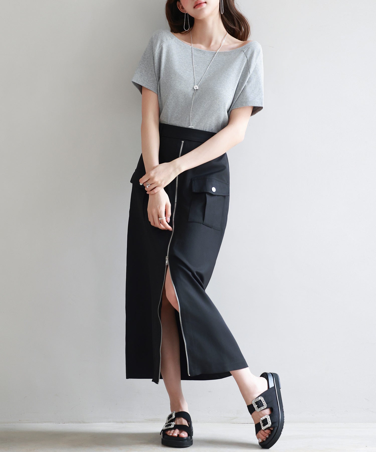 2wayラグランスリーブTシャツsdpal1577 グレー