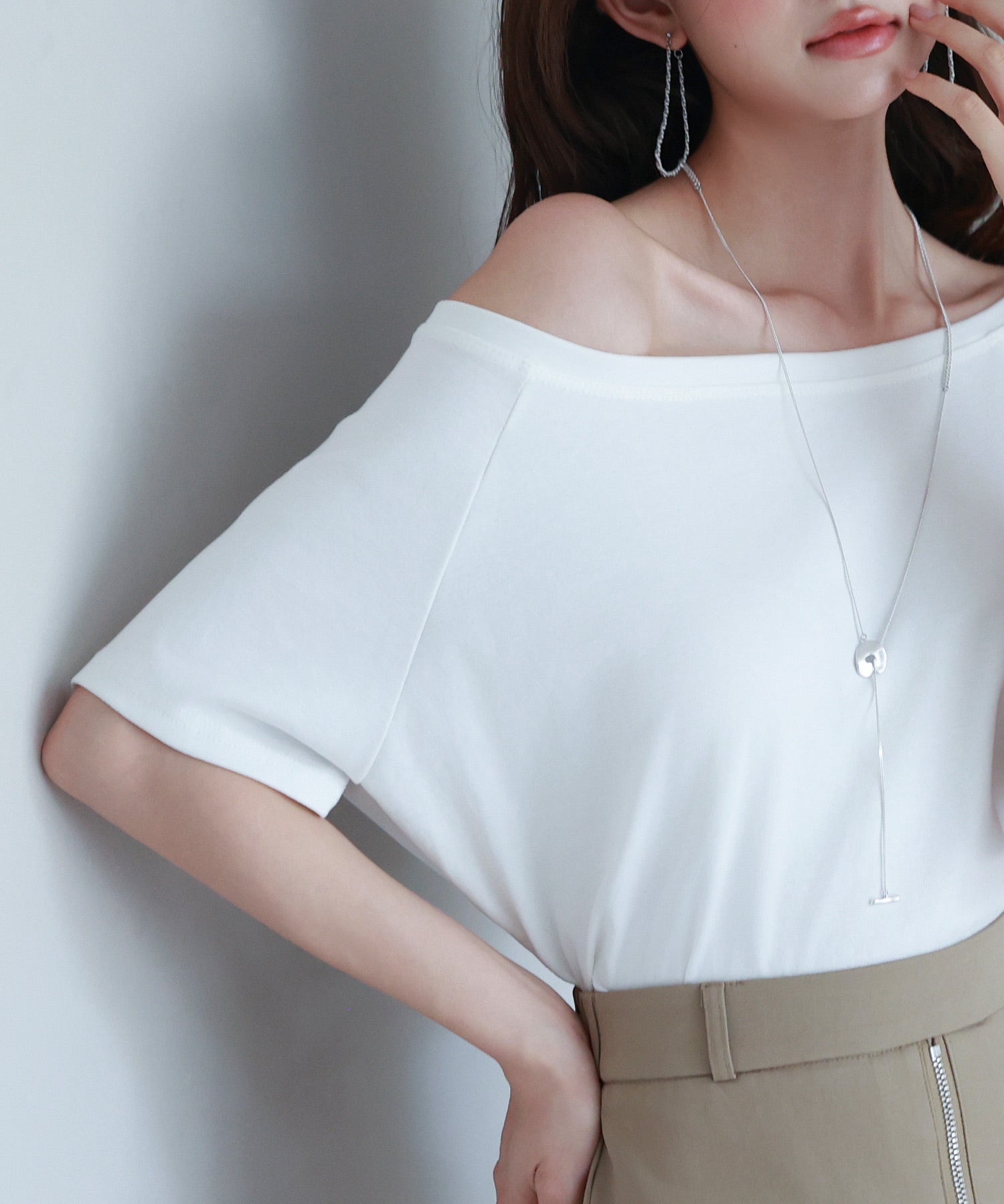 2wayラグランスリーブTシャツsdpal1577 ホワイト